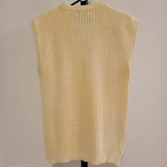VINTAGE Cable Knit Cream Sweater Vest Women's Medium - Picture 2 of 5